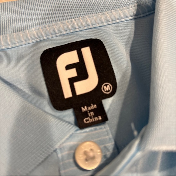 Men's FootJoy Dri Release light blue striped Golf Polo Medium NWT - Picture 4 of 13